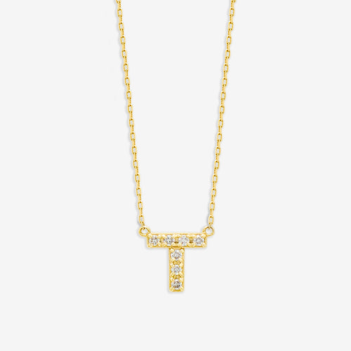 【WEB限定】K10 イエローゴールド ダイヤモンド イニシャル ネックレス（T）