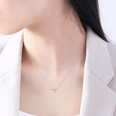 【WEB限定】K10 イエローゴールド ダイヤモンド イニシャル ネックレス（T）