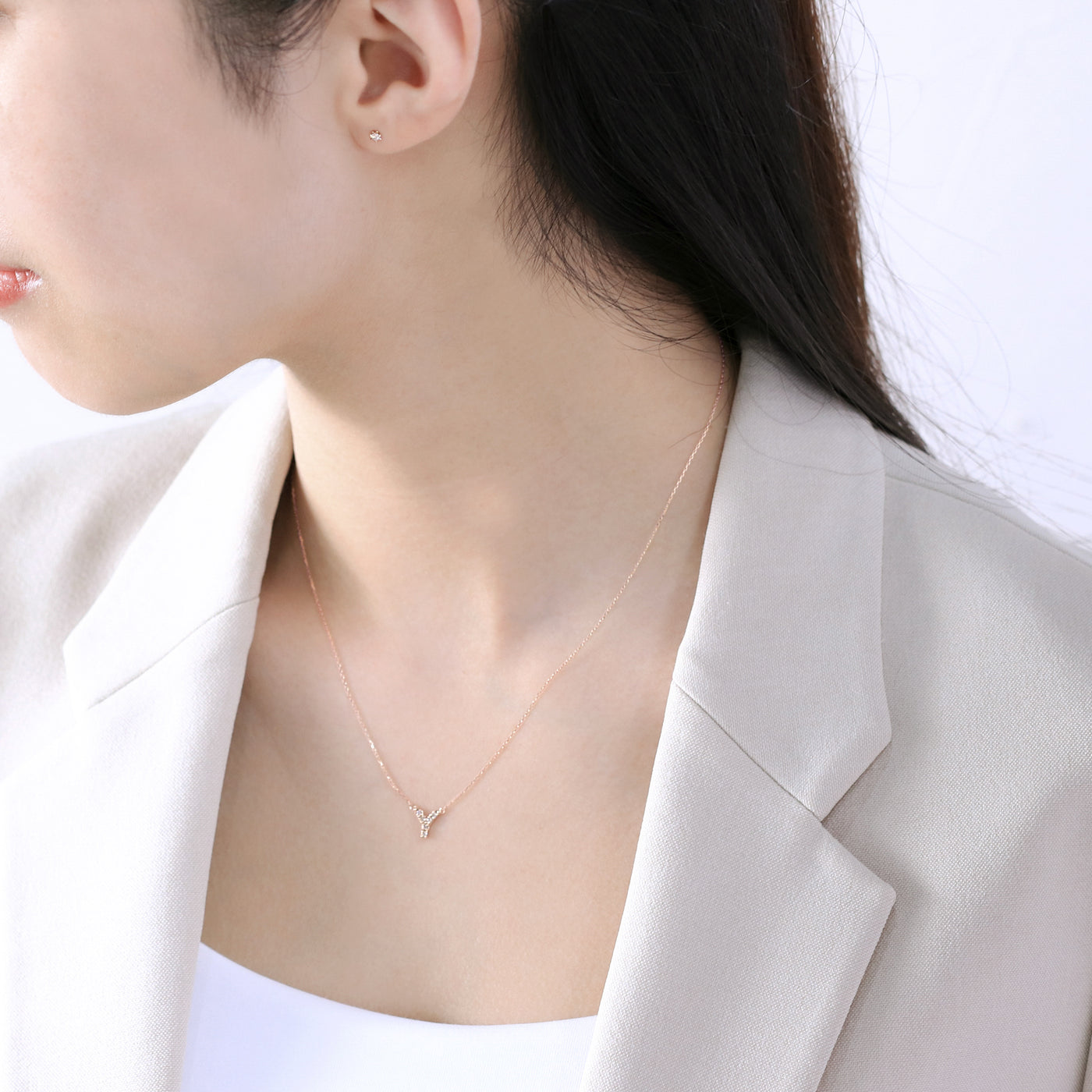 【WEB限定】K10 イエローゴールド ダイヤモンド イニシャル ネックレス（Y）