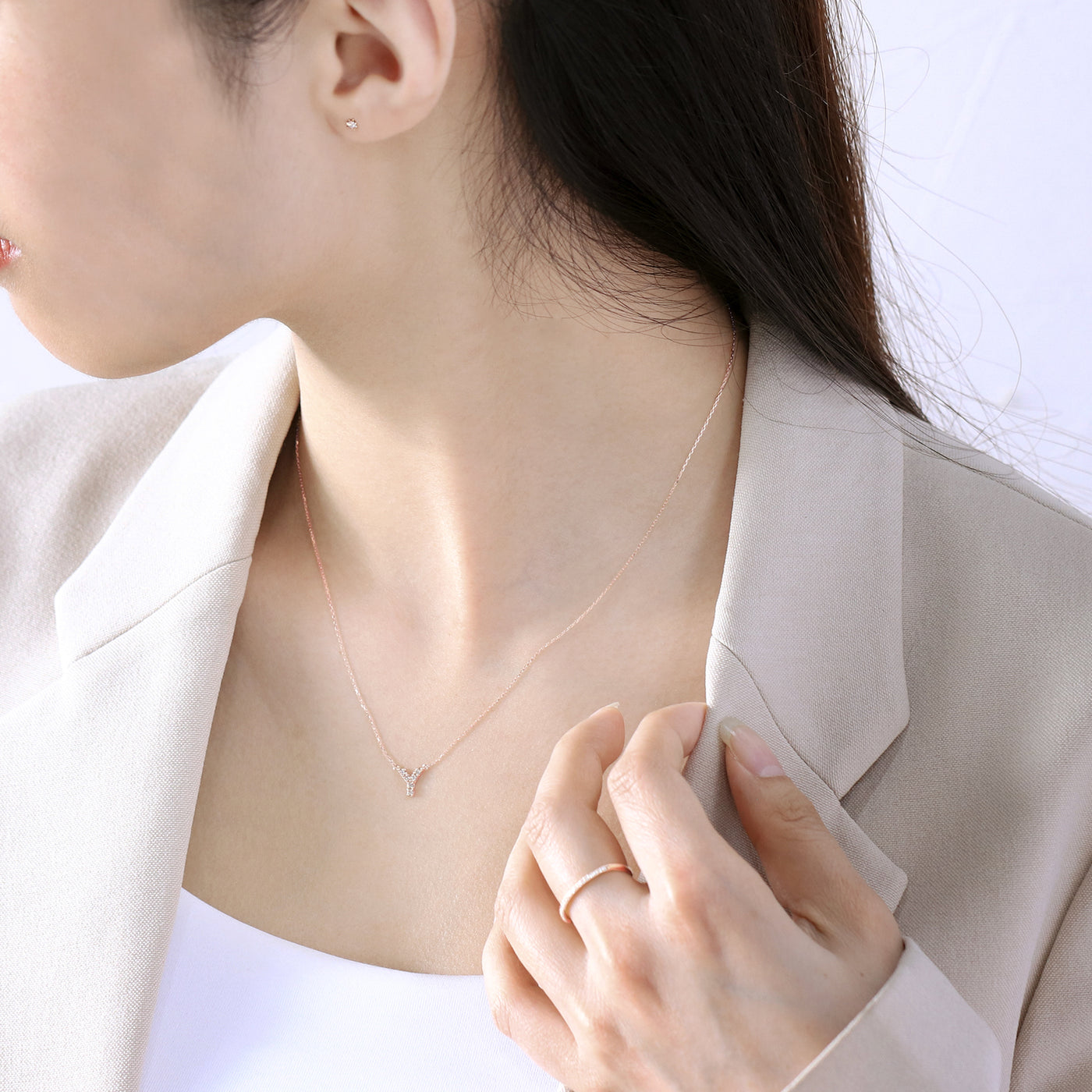 【WEB限定】K10 イエローゴールド ダイヤモンド イニシャル ネックレス（Y）