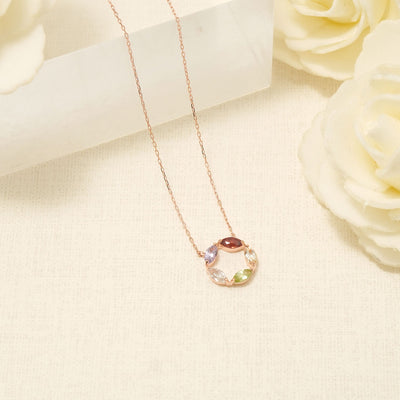 1月誕生石 K10 ピンクゴールド ガーネット ネックレス