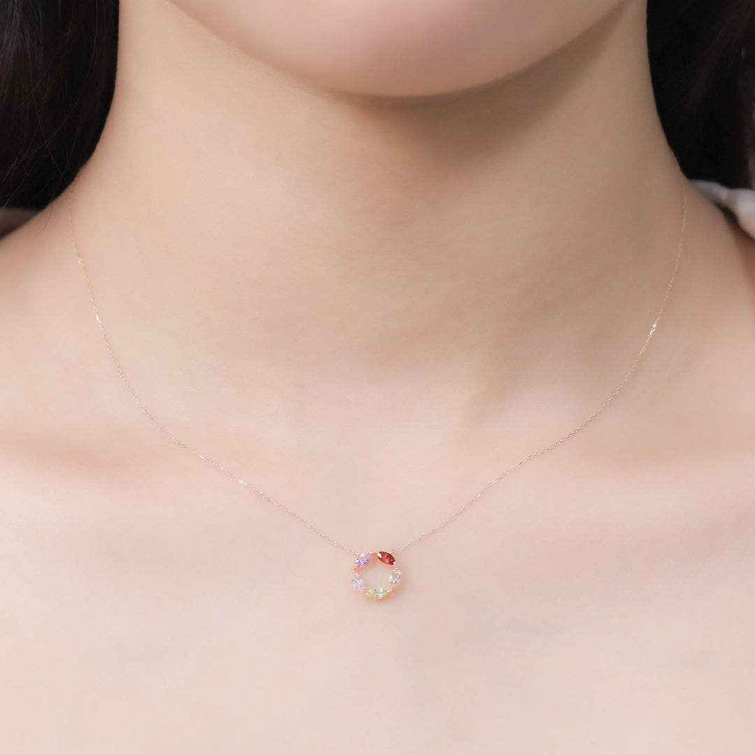 1月誕生石 K10 ピンクゴールド ガーネット ネックレス 