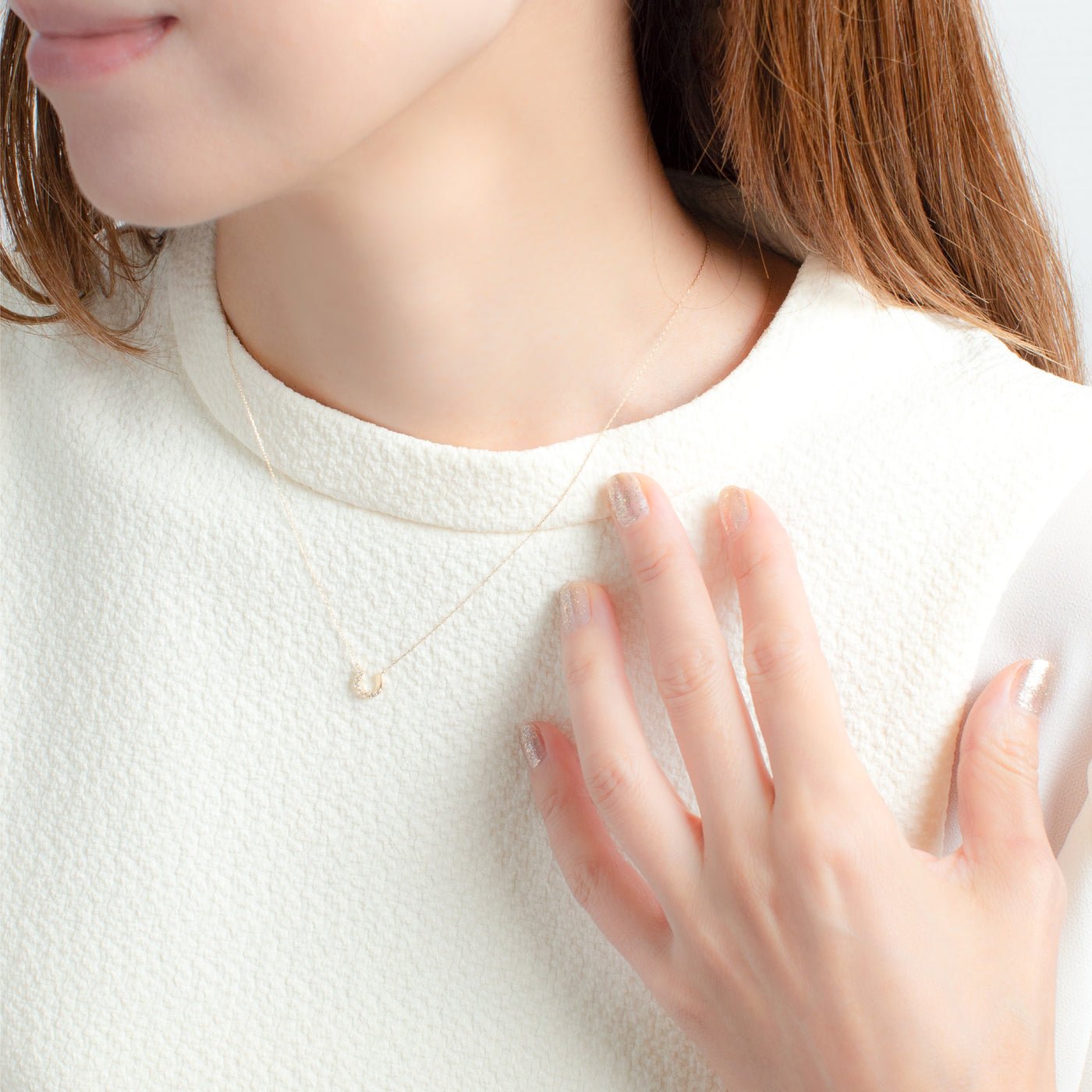 11月誕生石 K10 イエローゴールド ホワイトトパーズ 馬蹄 ネックレス