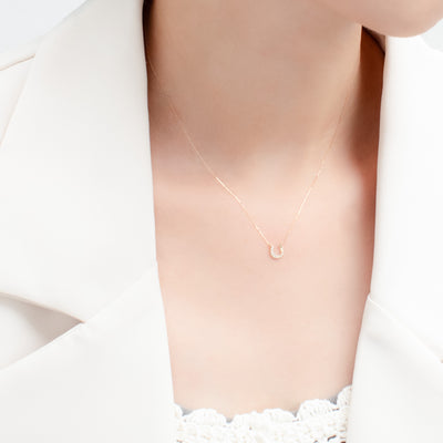 11月誕生石 K10 イエローゴールド ホワイトトパーズ 馬蹄 ネックレス