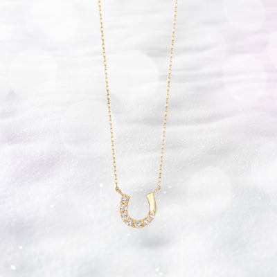 11月誕生石 K10 イエローゴールド ホワイトトパーズ 馬蹄 ネックレス