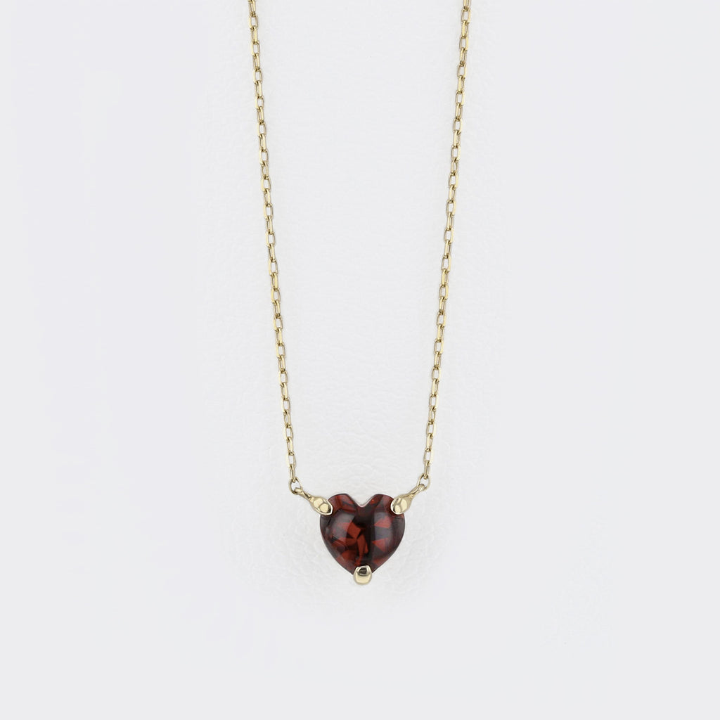 yasuhideono　18Kガーネットネックレス　ヤスヒデオノ　天然石 1月誕生石 K10 イエローゴールド ガーネット ハート ネックレス