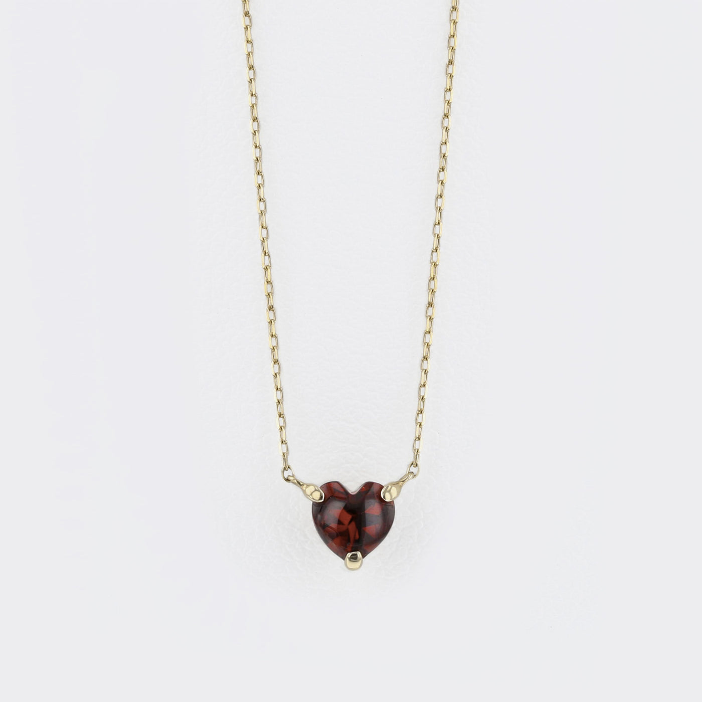 1月誕生石 K10 イエローゴールド ガーネット ハート ネックレス