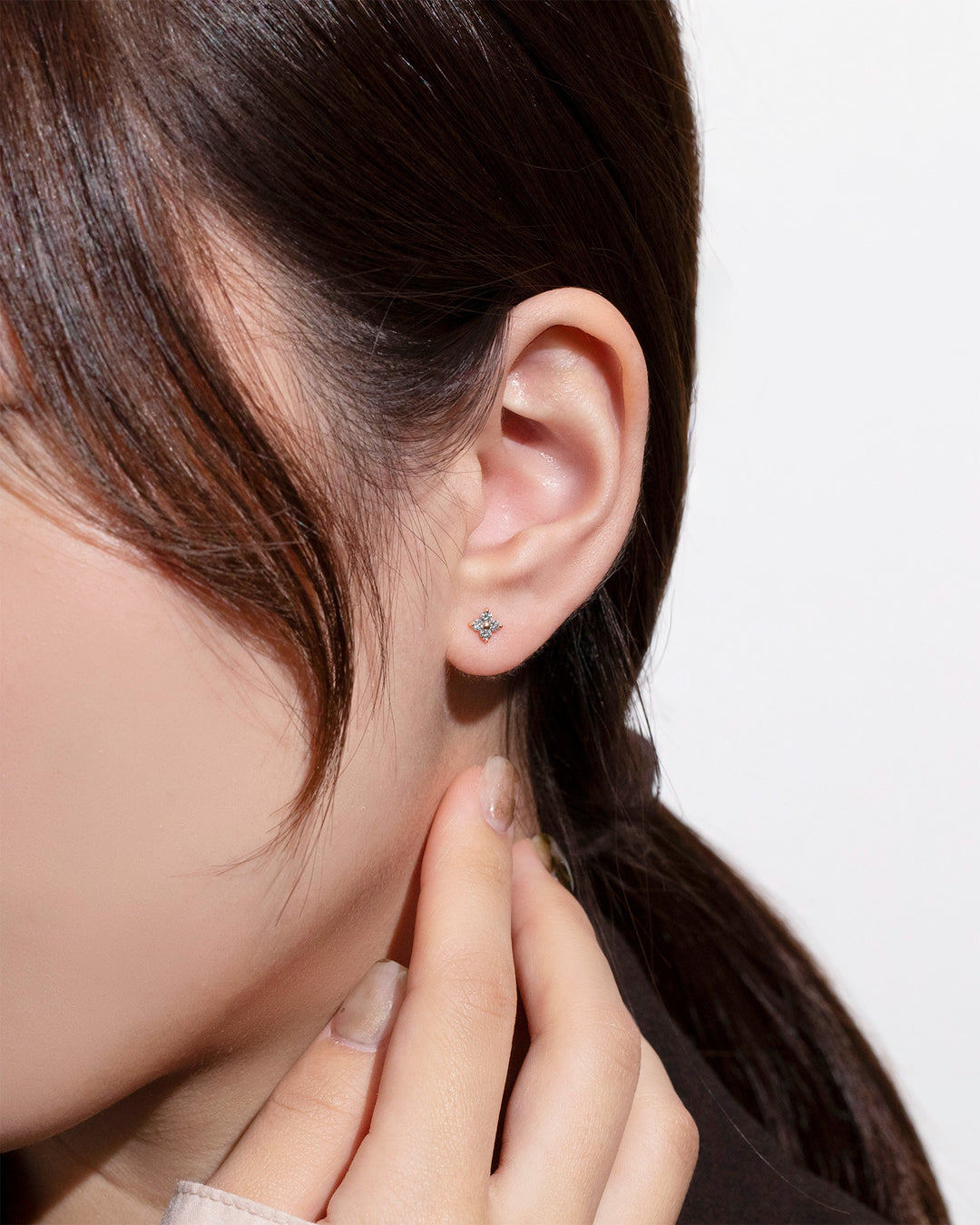 K10 ピンクゴールド ダイヤモンド フラワー ピアス （7282159911069