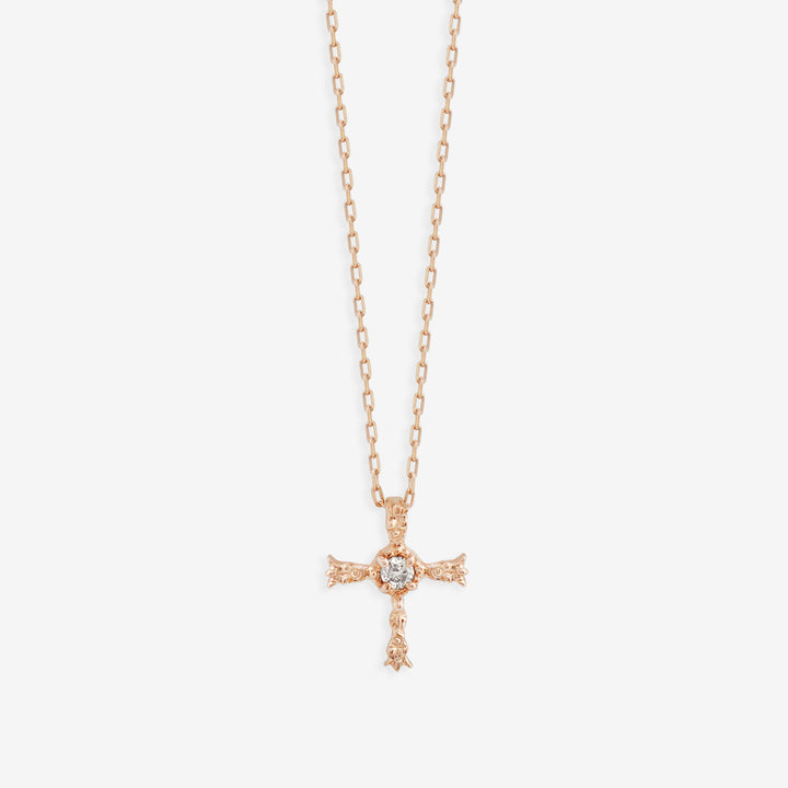 K10 ピンクゴールド ダイヤモンド クロス ネックレス （7282178850973