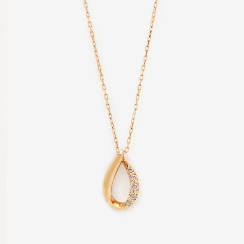 K10 イエローゴールド ダイヤモンド しずく ネックレス