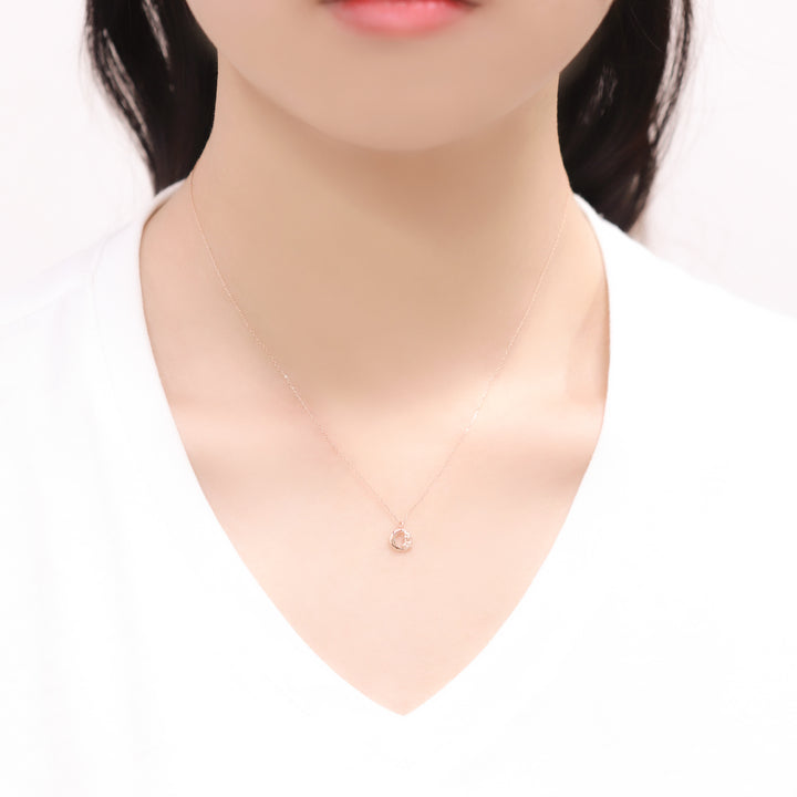 K10 ピンクゴールド ダイヤモンド ムーン ネックレス （7277504528541