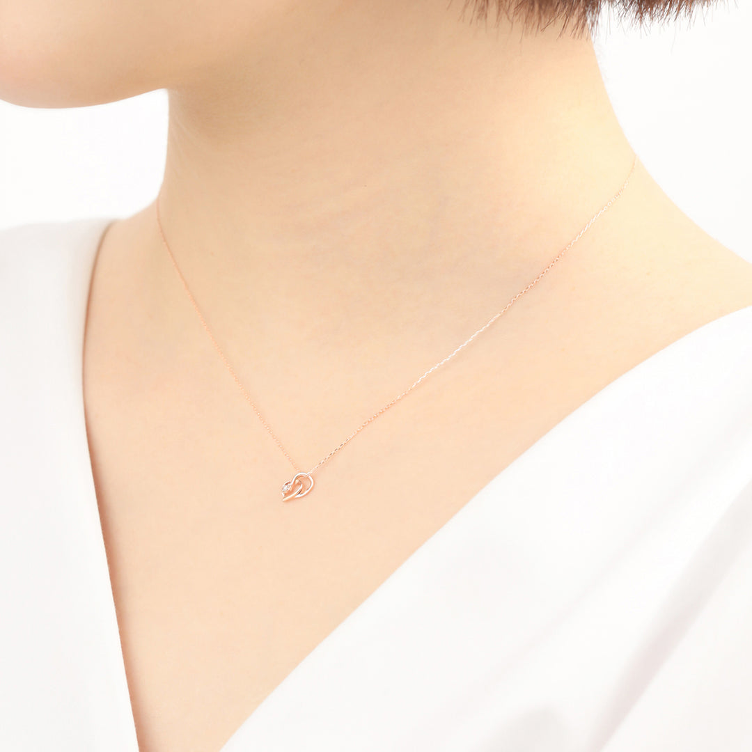 K10 ピンクゴールド ダイヤモンド ハート ネックレス （8330502373678