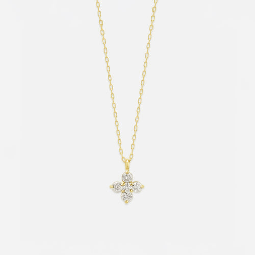 K18 イエローゴールド ダイヤモンド フラワー ネックレス