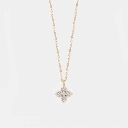 K18 ピンクゴールド ダイヤモンド フラワー ネックレス