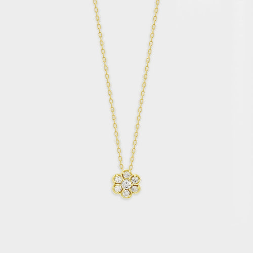 K18 イエローゴールド ダイヤモンド フラワー ネックレス