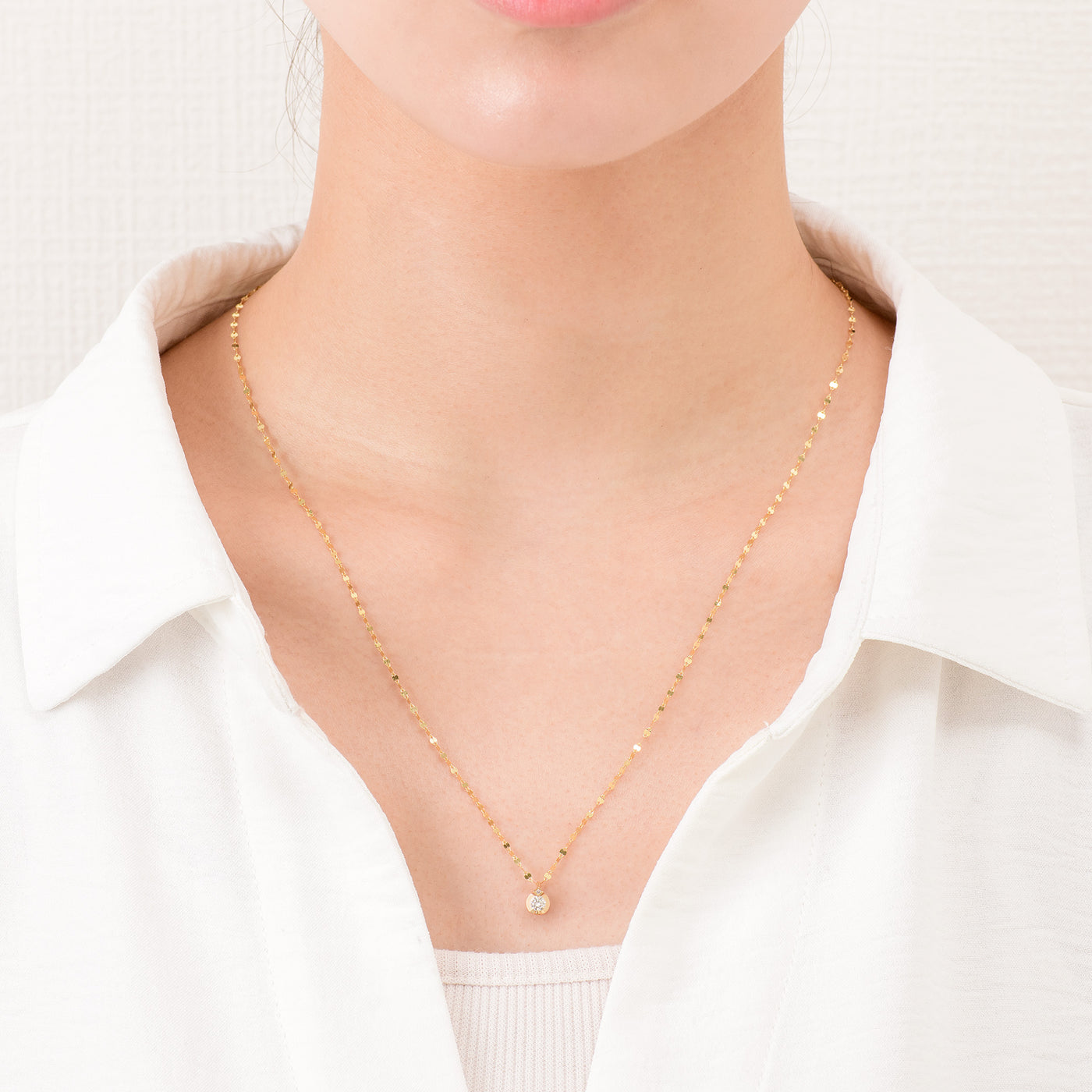 K18 イエローゴールド ダイヤモンド ネックレス（0.1ct）