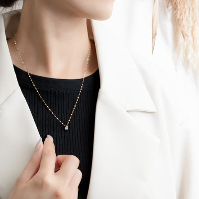 K18 イエローゴールド ダイヤモンド ネックレス（0.1ct）