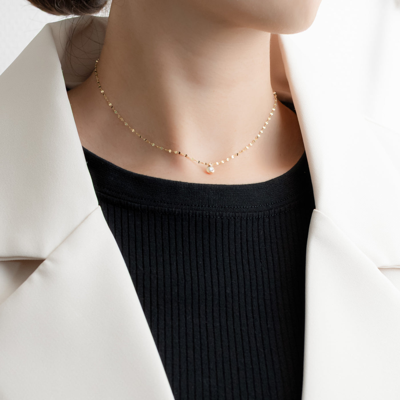 K18 イエローゴールド ダイヤモンド ネックレス（0.1ct）