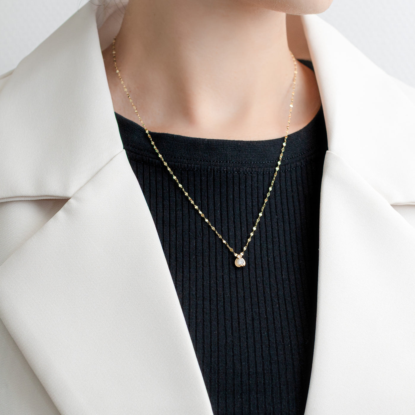 K18 イエローゴールド ダイヤモンド ネックレス（0.2ct）