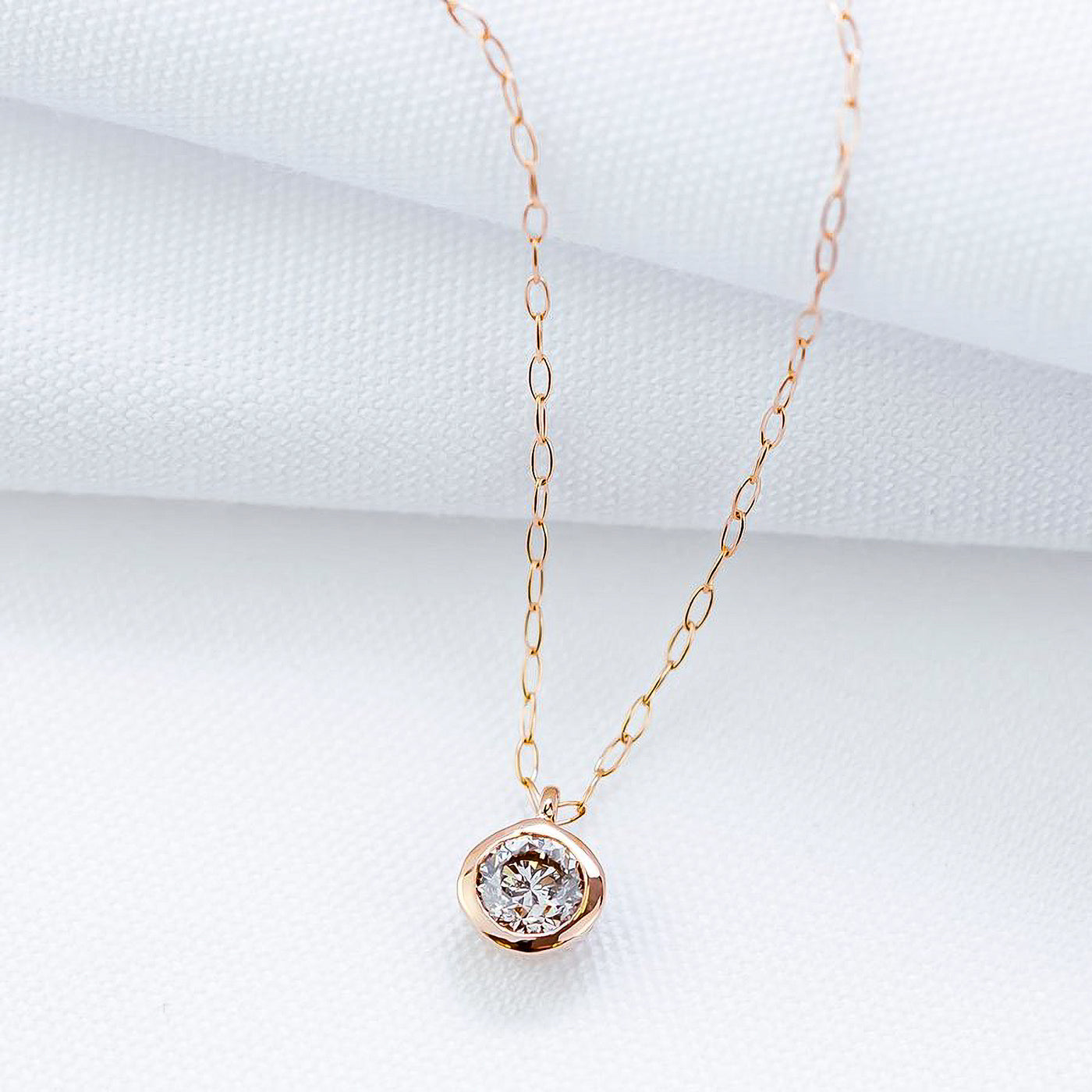 【WEB限定】K18 ピンクゴールド ダイヤモンド ネックレス（0.15ct）