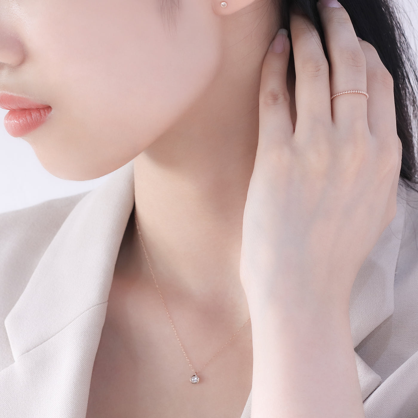 【WEB限定】K18 ピンクゴールド ダイヤモンド ネックレス（0.15ct）