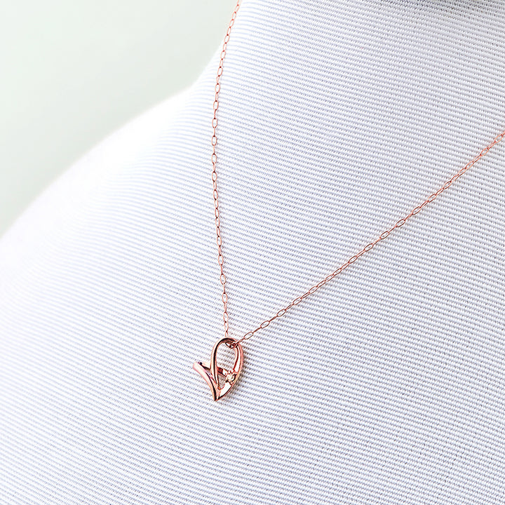 WEB限定】K10 ピンクゴールド ダイヤモンド ハート ネックレス