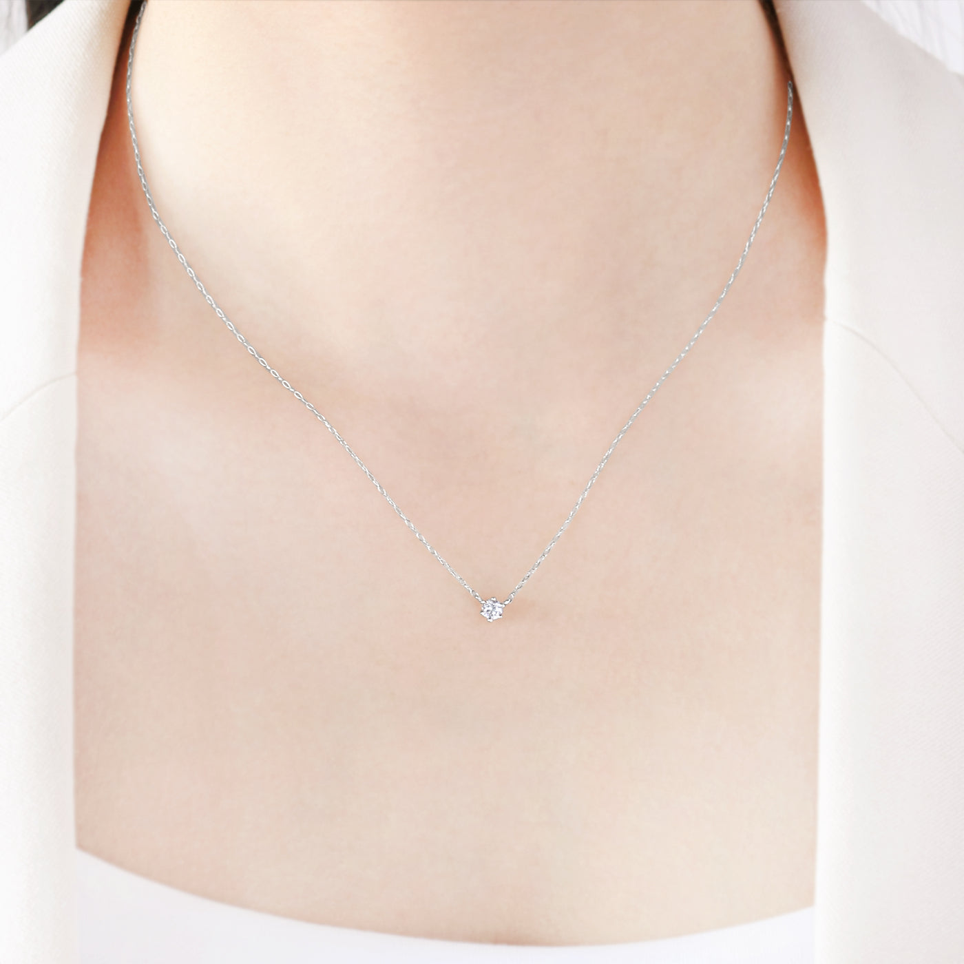 【WEB限定】K18 ホワイトゴールド ダイヤモンド ネックレス（0.15ct）