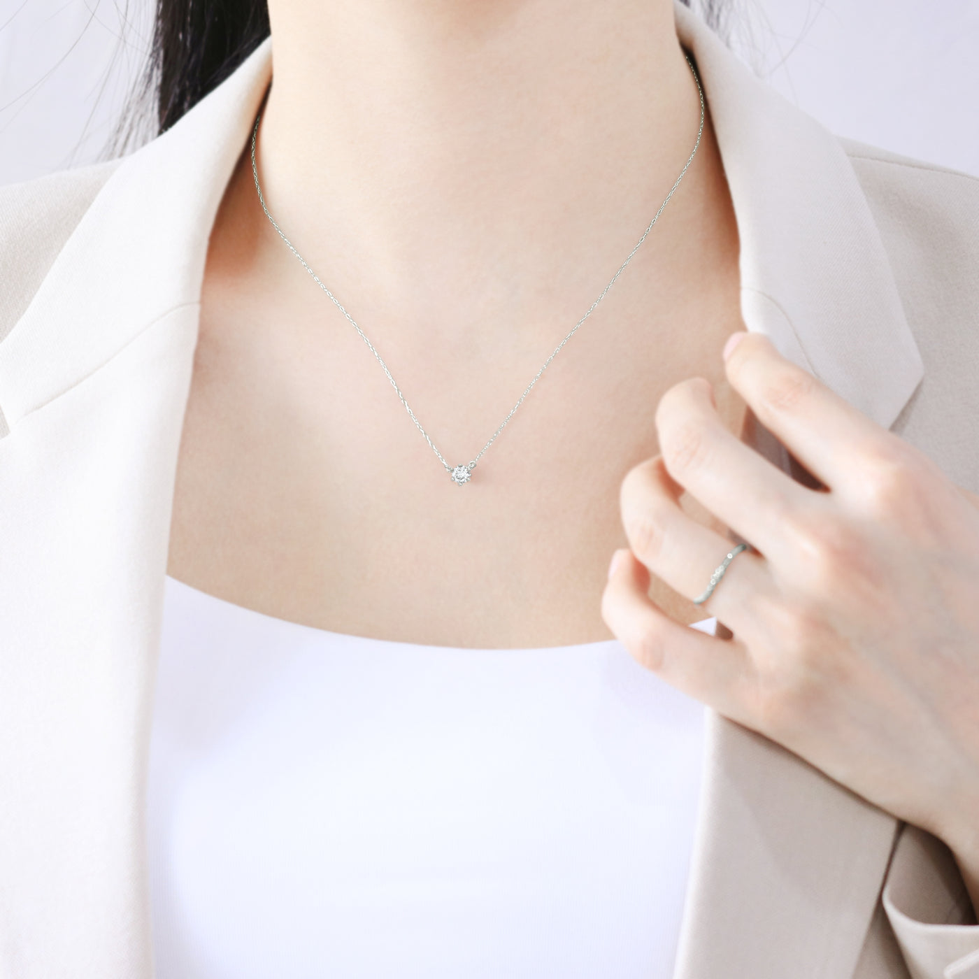 【WEB限定】K18 ホワイトゴールド ダイヤモンド ネックレス（0.15ct）