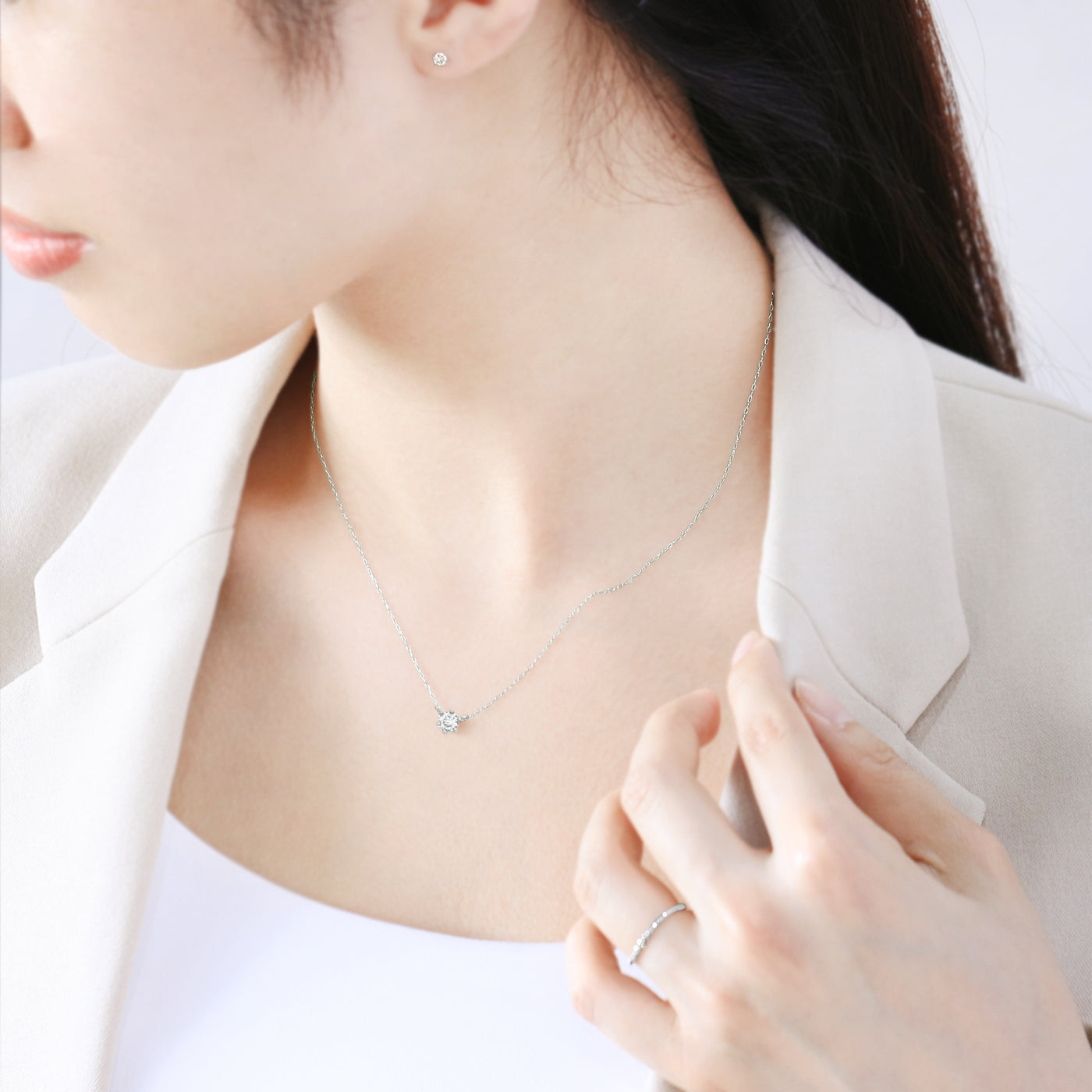 【WEB限定】K18 ホワイトゴールド ダイヤモンド ネックレス（0.15ct）