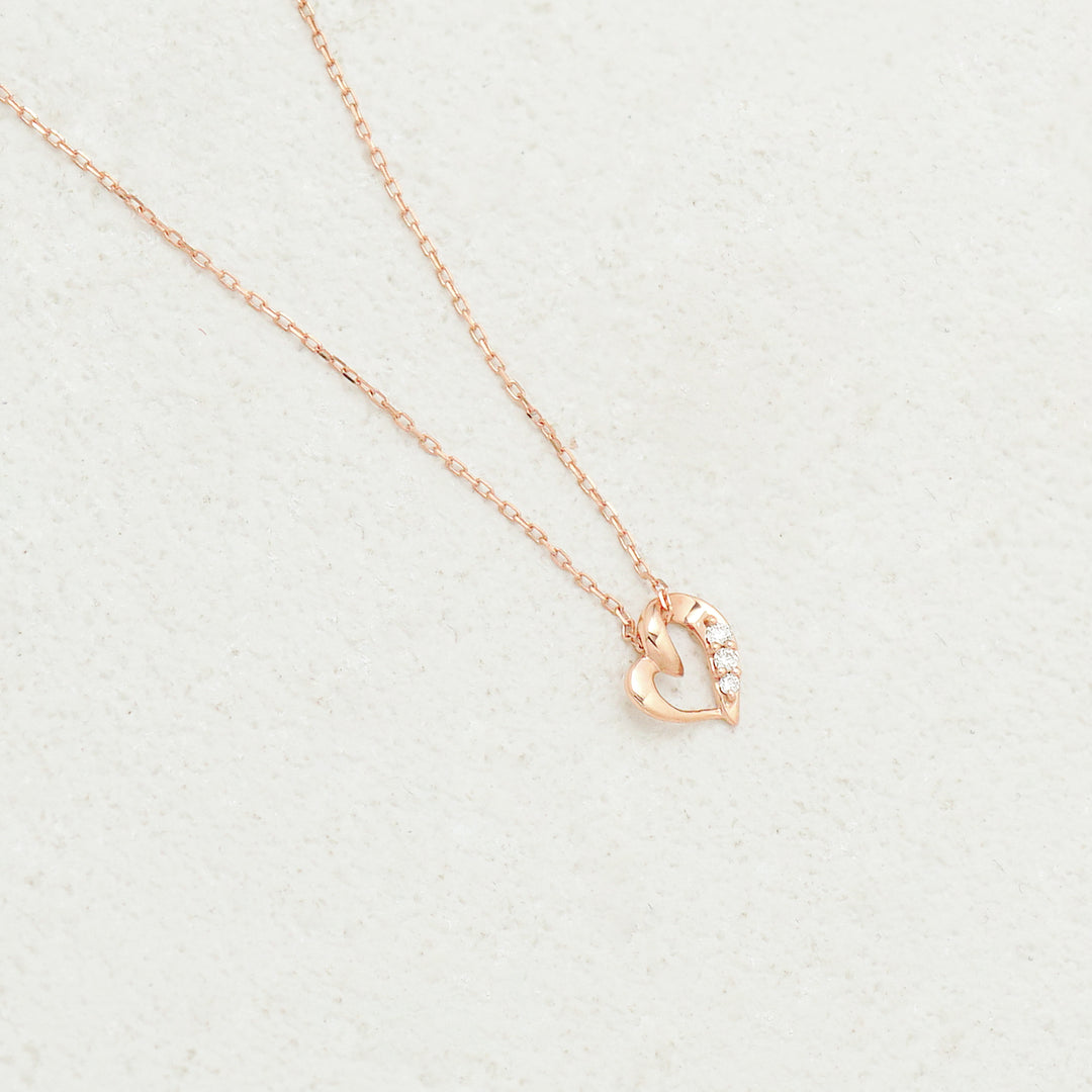 WEB限定】K10 ピンクゴールド ダイヤモンド ハート ネックレス