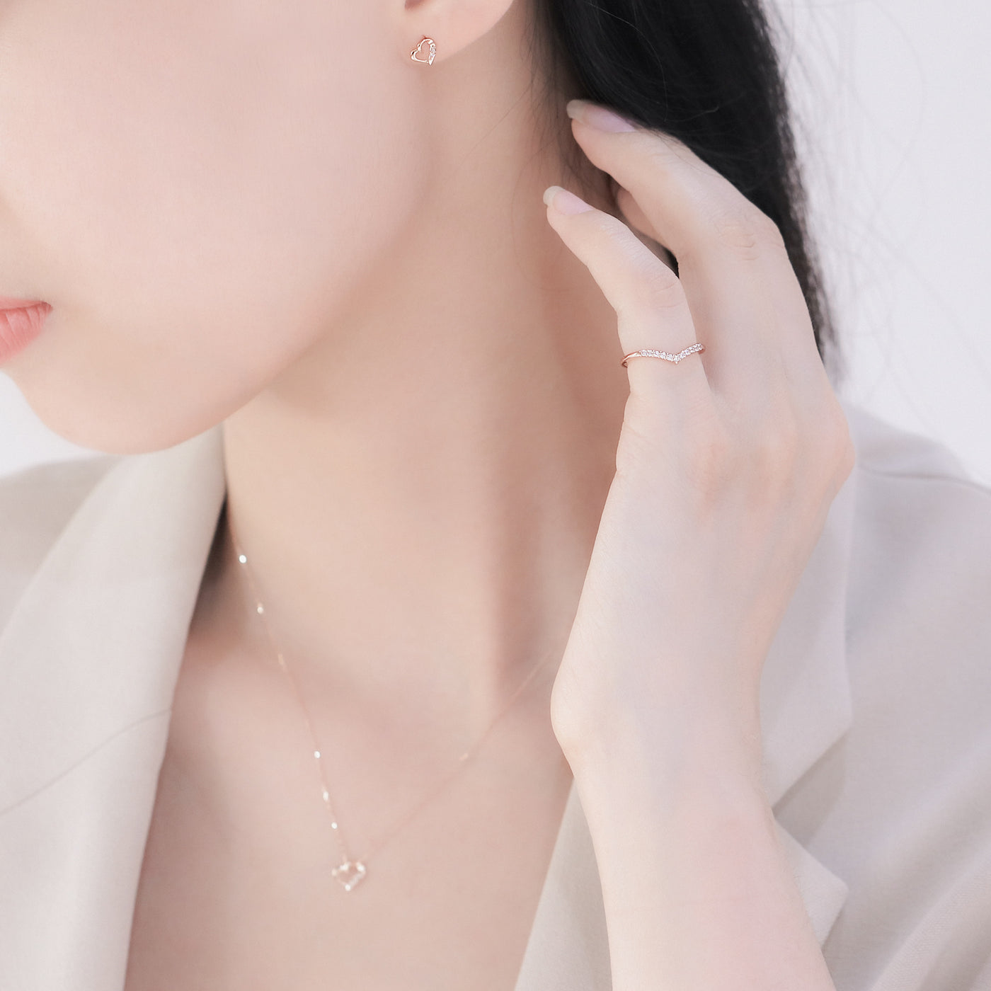 WEB限定】K10 ピンクゴールド ダイヤモンド ハート ネックレス