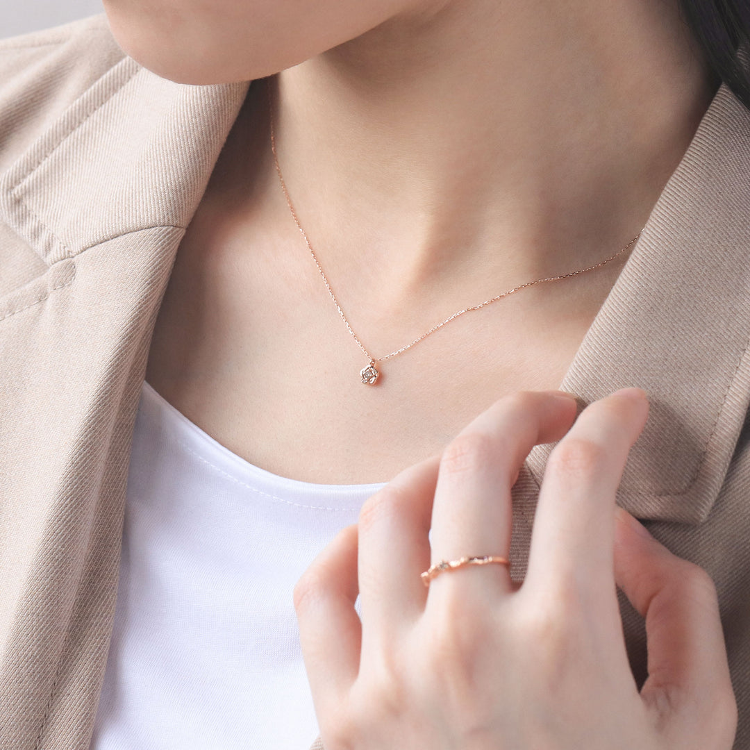 WEB限定】K10 ピンクゴールド ダイヤモンド フラワー ネックレス