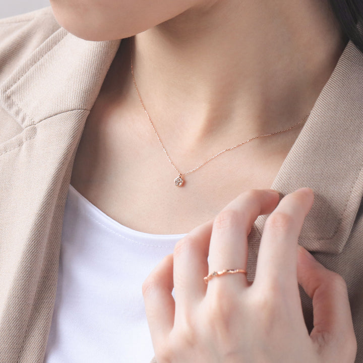 WEB限定】K10 ピンクゴールド ダイヤモンド フラワー ネックレス