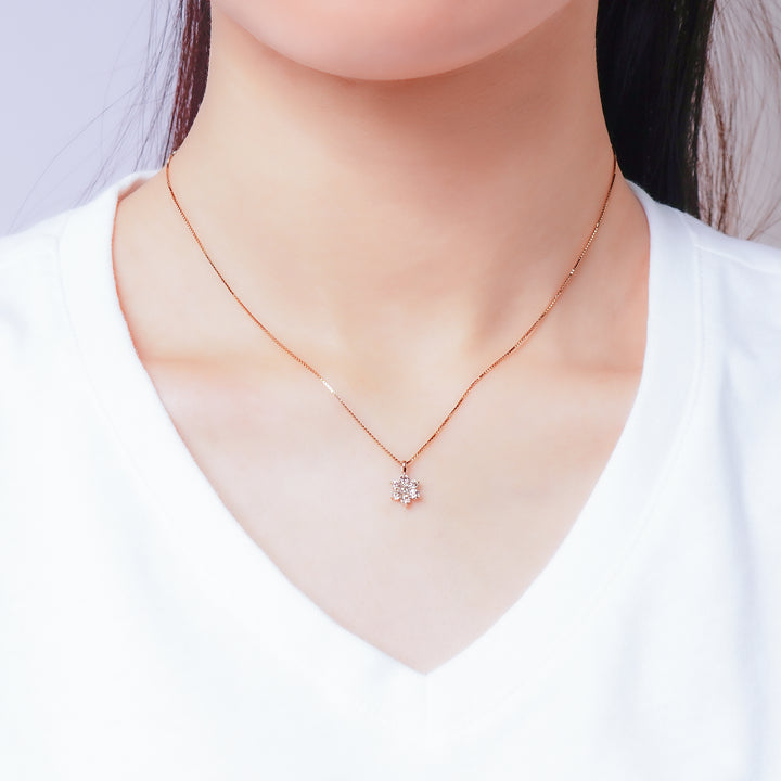 K18 ピンクゴールド ダイヤモンド ネックレス（0.36ct