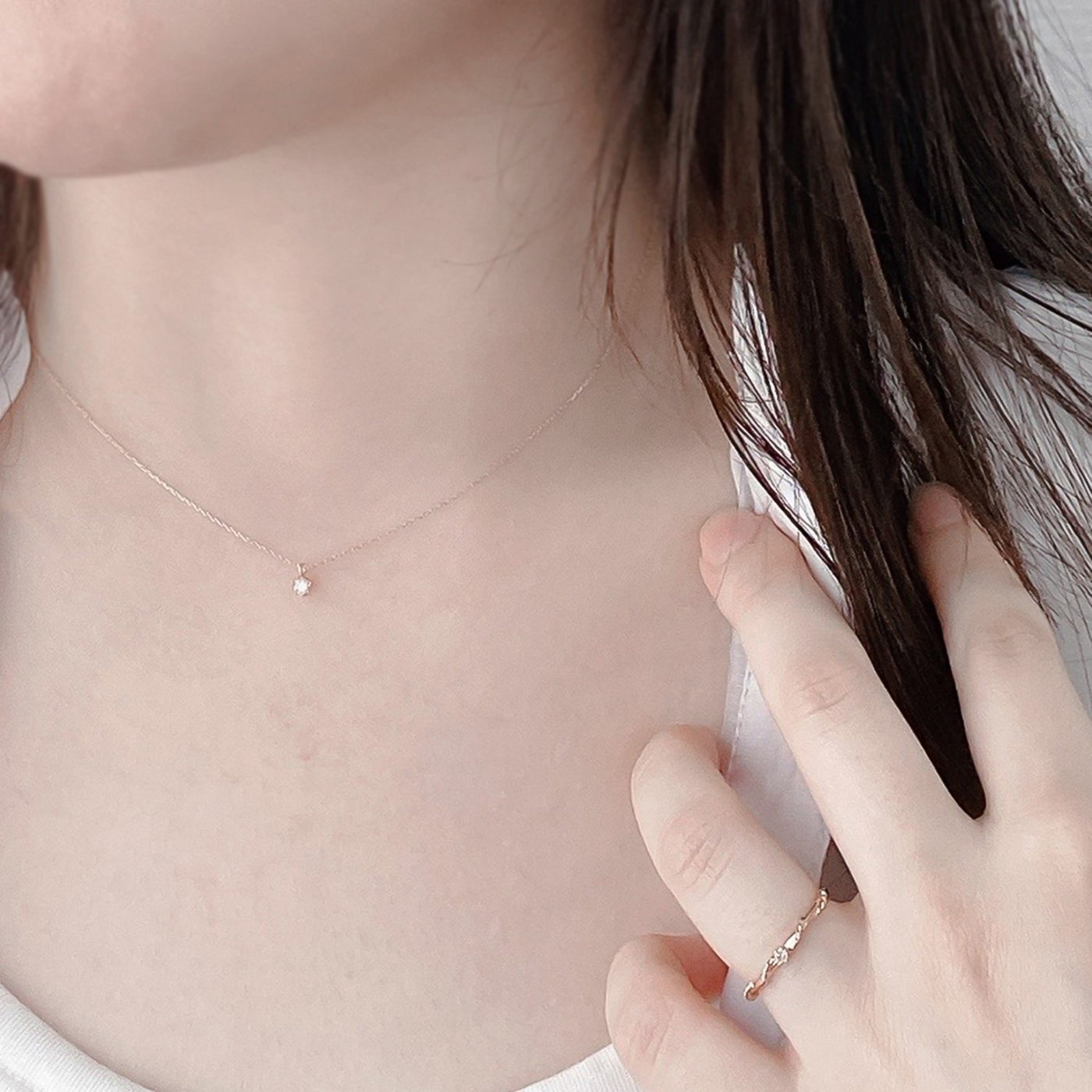 【WEB限定】K10 ピンクゴールド ダイヤモンド ネックレス