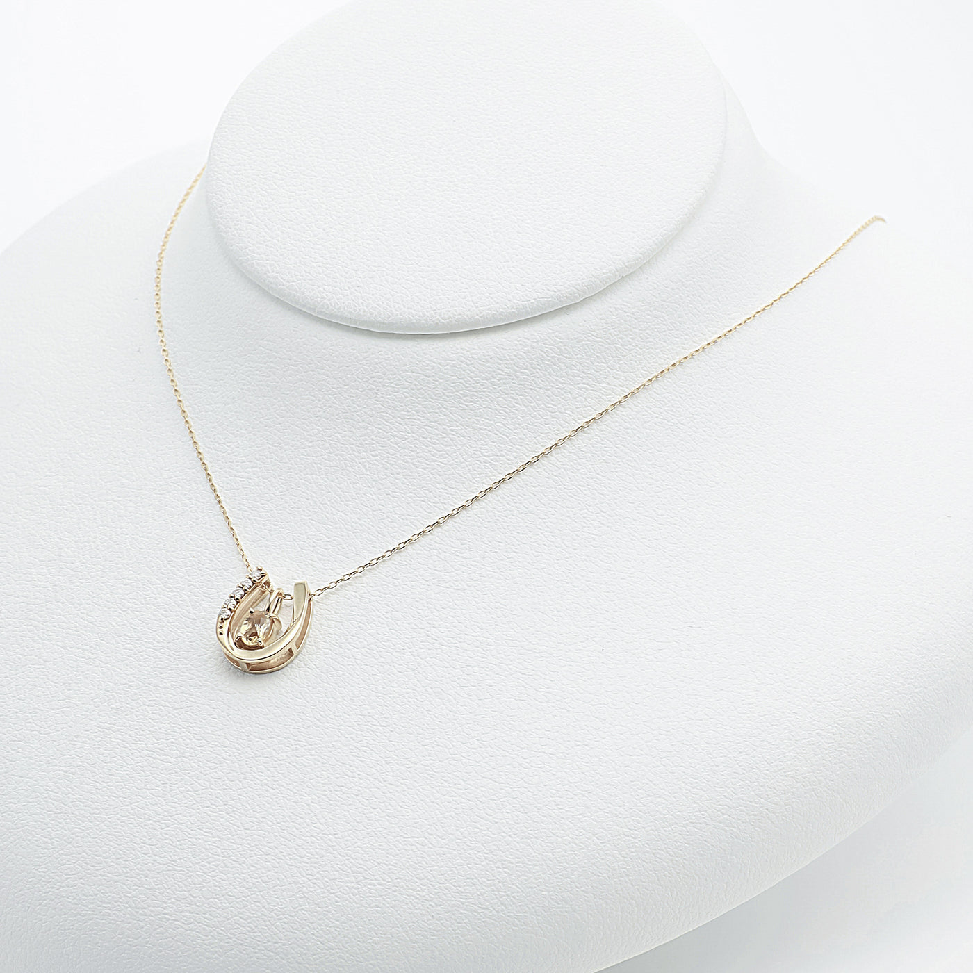 11月誕生石 K10 イエローゴールド シトリン 馬蹄 ネックレス