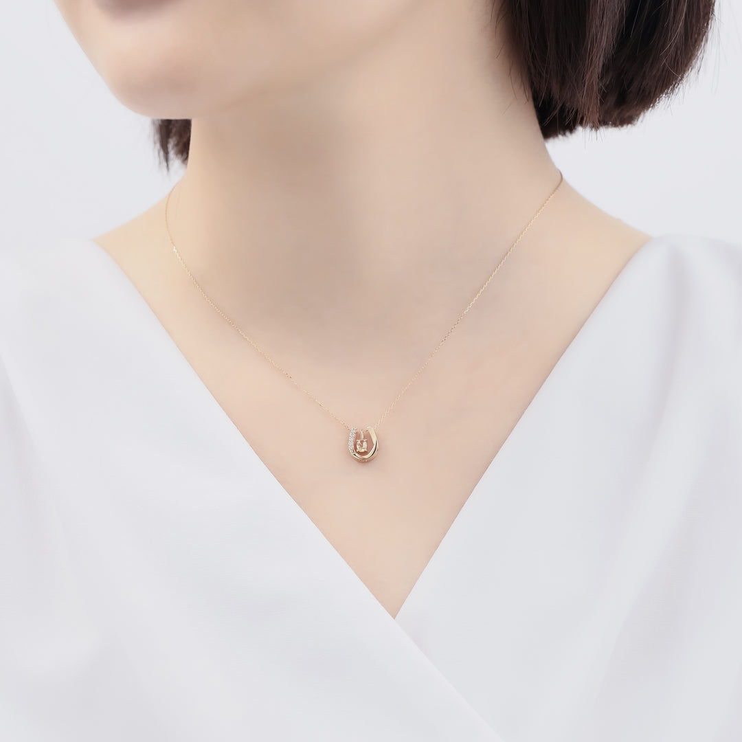 11月誕生石 K10 イエローゴールド シトリン 馬蹄 ネックレス
