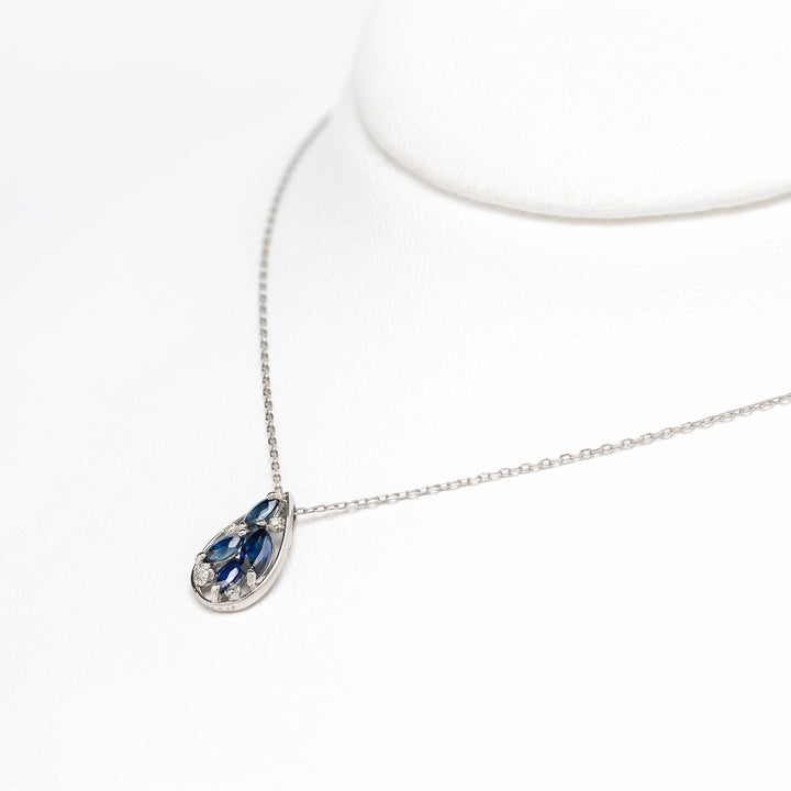 WEB限定】9月誕生石 プラチナ サファイア しずく ネックレス