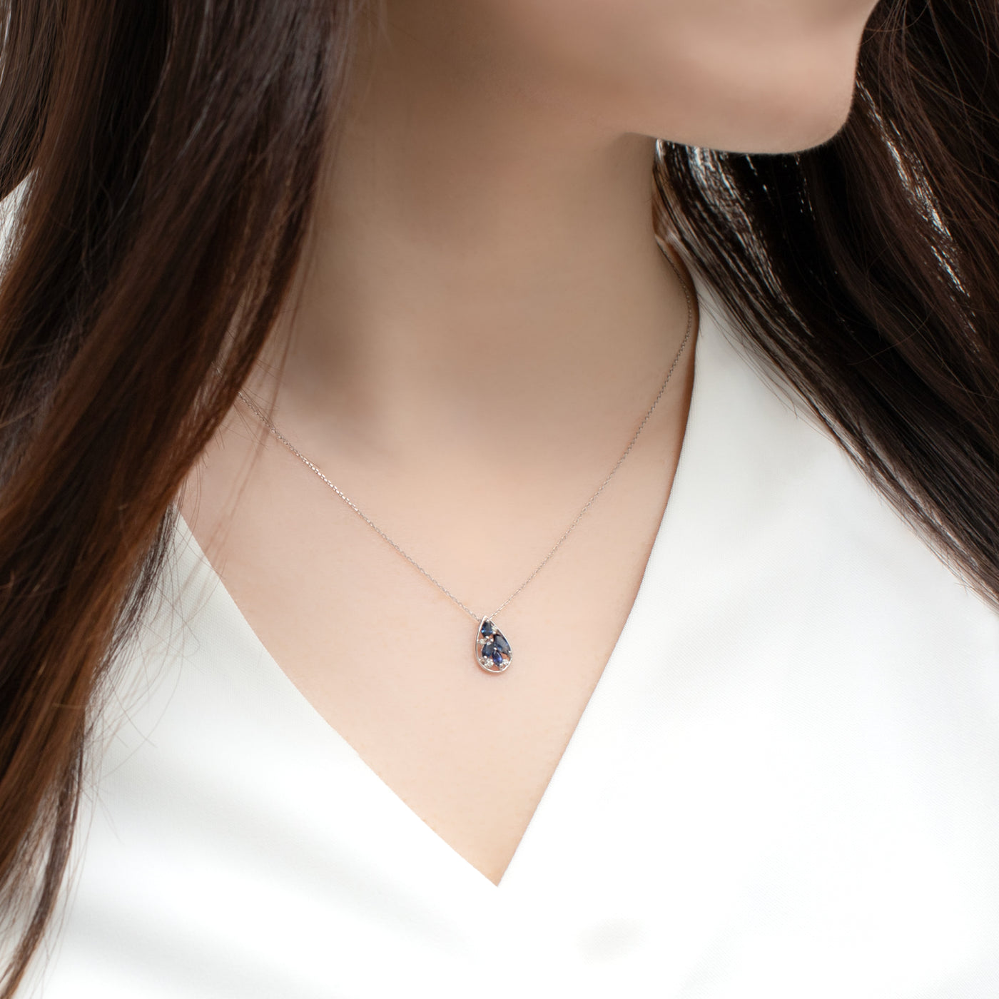 【WEB限定】9月誕生石 プラチナ サファイア しずく ネックレス