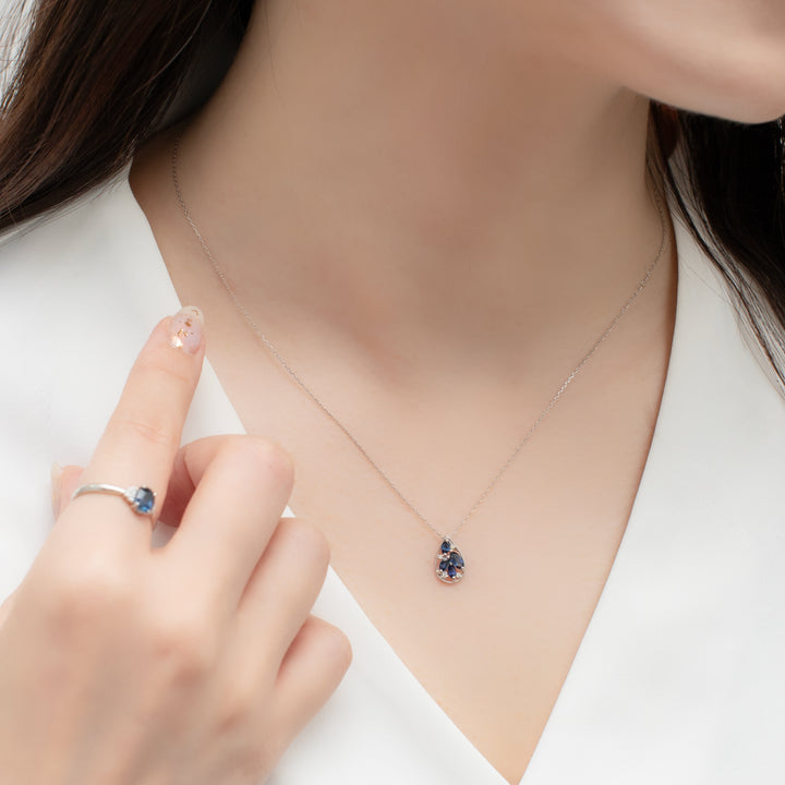 WEB限定】9月誕生石 プラチナ サファイア しずく ネックレス