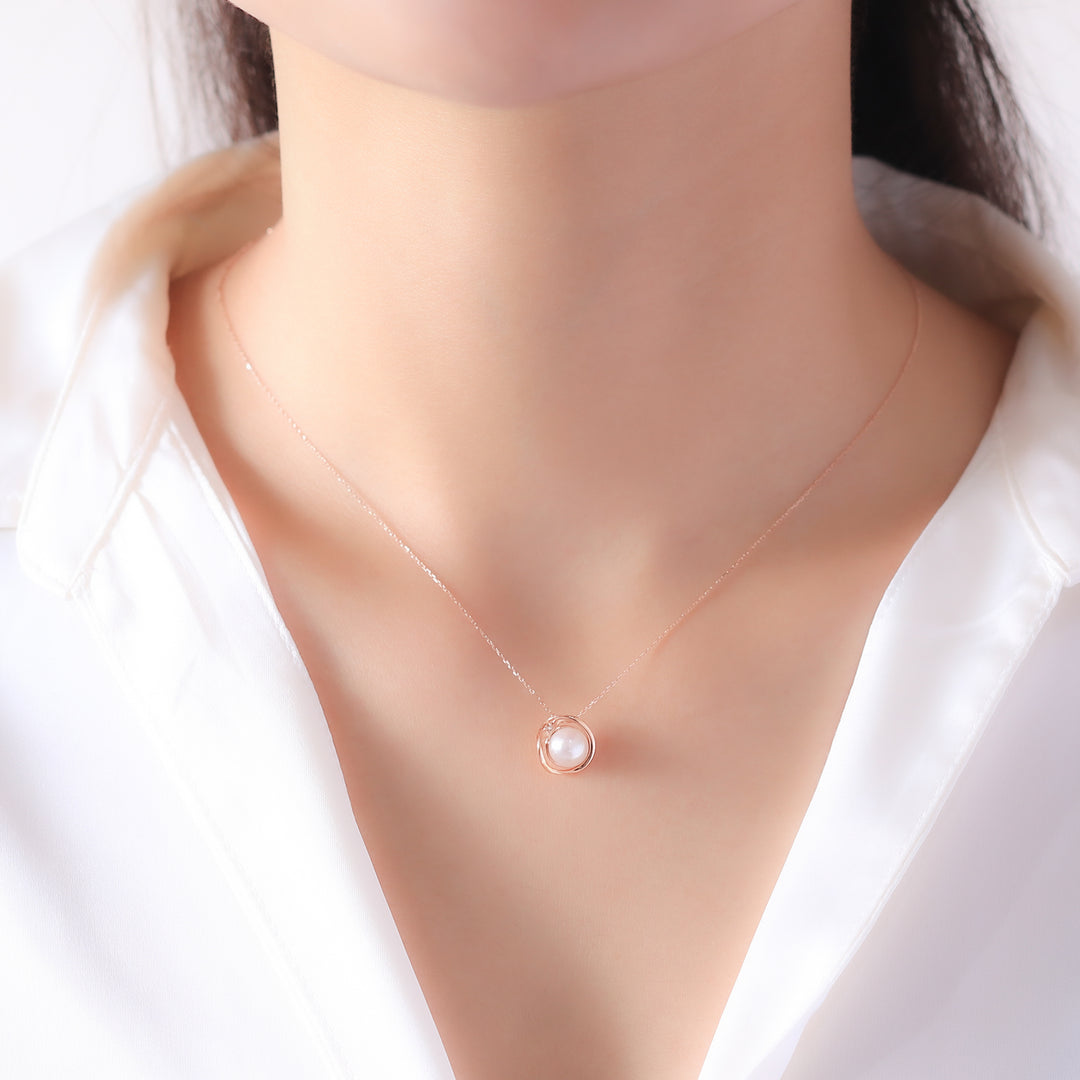 6月誕生石 K10 ピンクゴールド あこや真珠 ネックレス （8188691448110