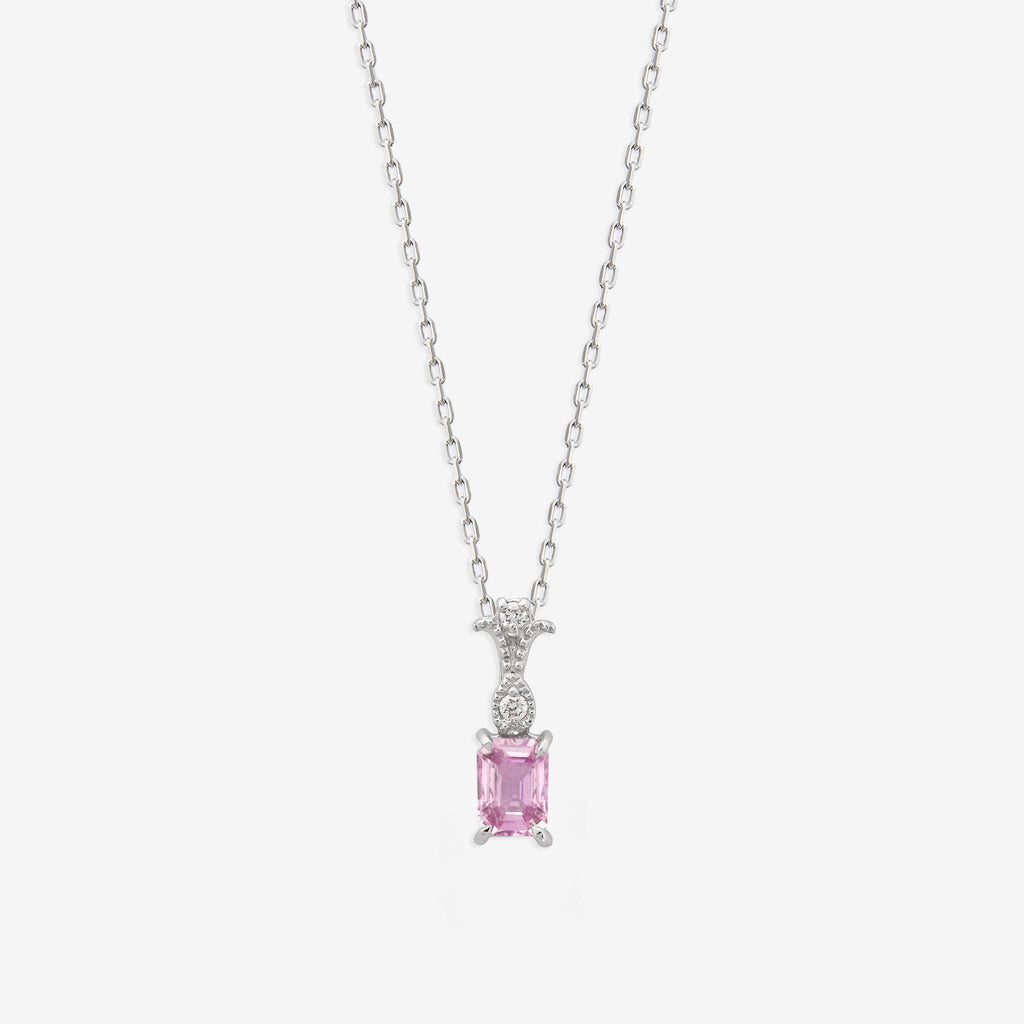 正規品【新品電池】GIVENCHY ピンクシェル/ダイヤベゼル 動作良好 美品 9月誕生石 プラチナ ピンクサファイア ネックレス （10620935307566
