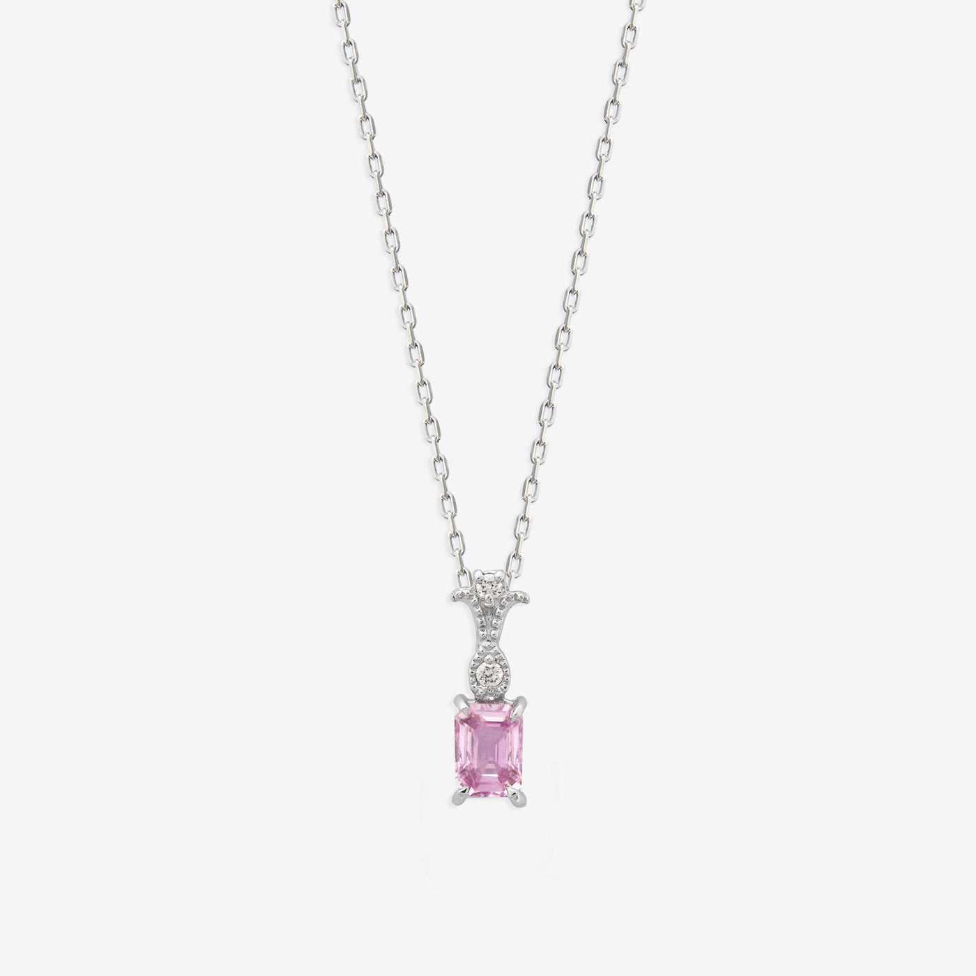 ふ*こ様 天然石 ピンクサファイア　ネックレス シルバー925 9月誕生石 プラチナ ピンクサファイア ネックレス （10620935307566