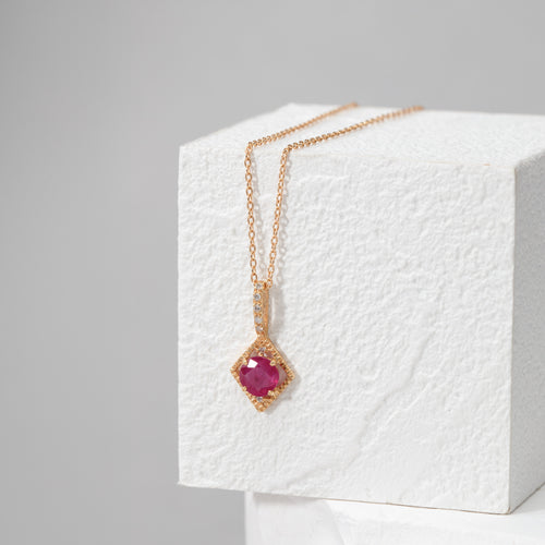 【予約商品】7月誕生石 K18 イエローゴールド ルビー ネックレス