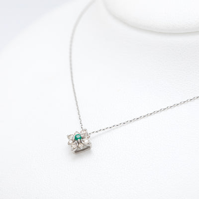 5月誕生石 プラチナ エメラルド ネックレス