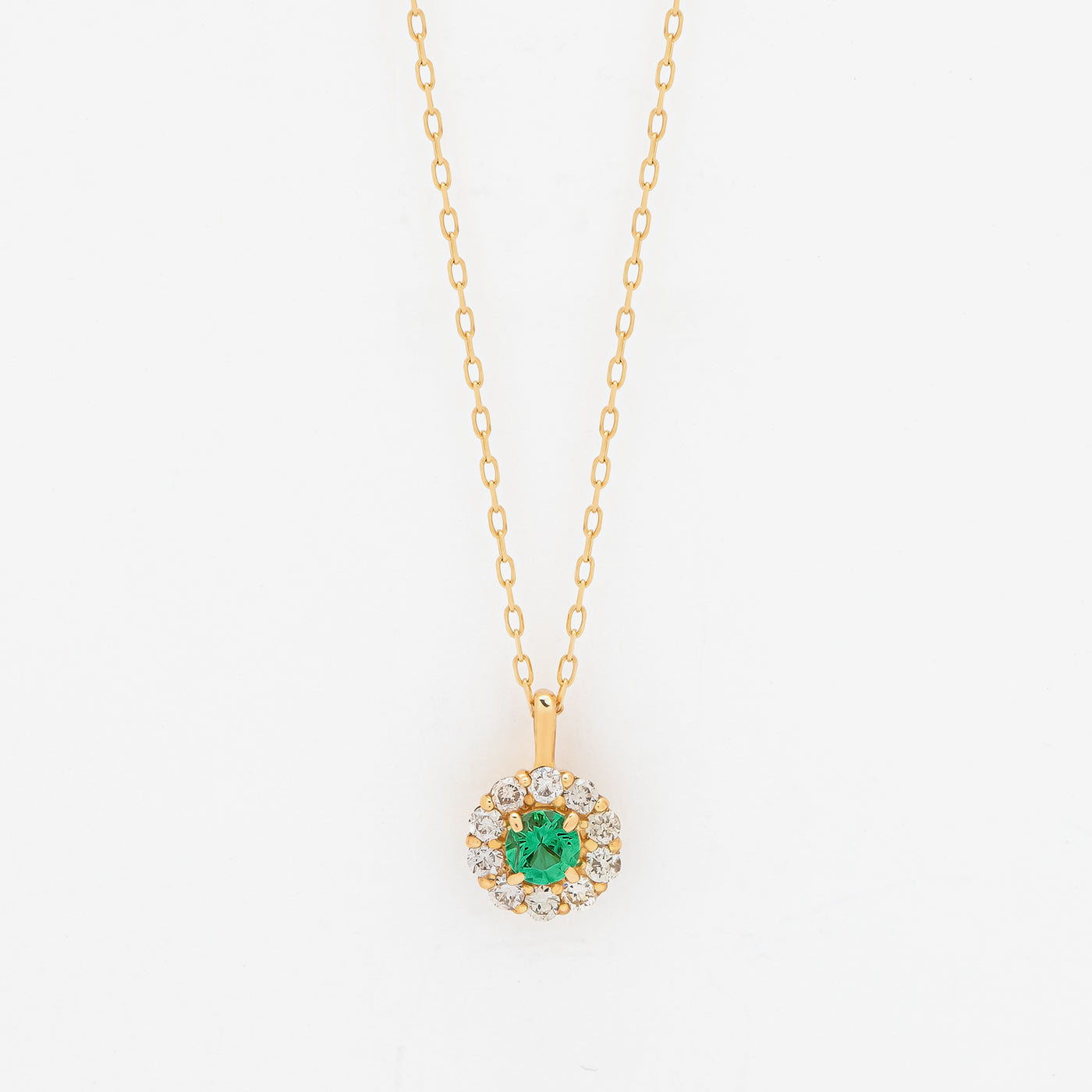 5月誕生石 K18 イエローゴールド エメラルド ネックレス