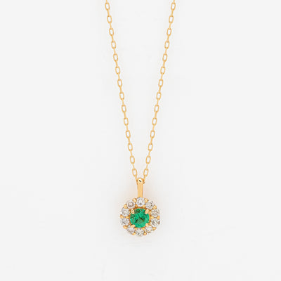 5月誕生石 K18 イエローゴールド エメラルド ネックレス