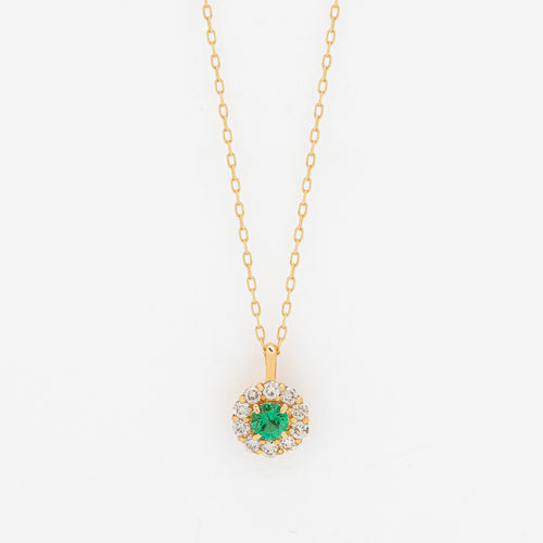 5月誕生石 K18 イエローゴールド エメラルド ネックレス