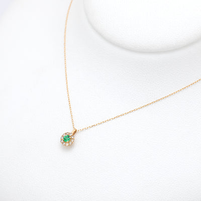 5月誕生石 K18 イエローゴールド エメラルド ネックレス