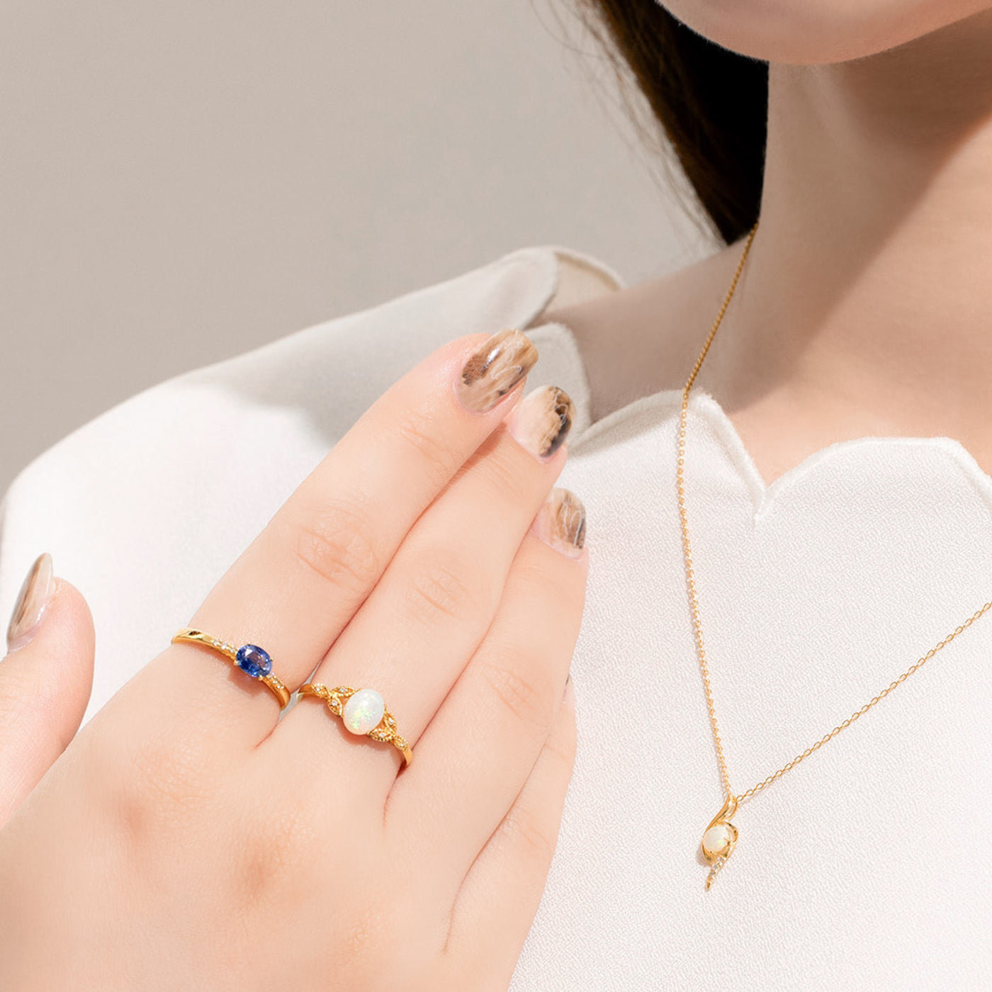 WEB限定】10月誕生石 K18 イエローゴールド オパール ネックレス